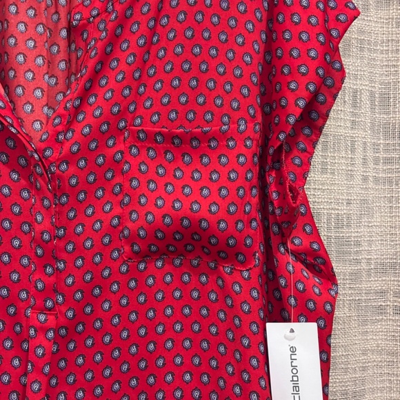 NWT Liz Claiborne Women's Red SZ L Blouse Top - Picture 3 of 13
